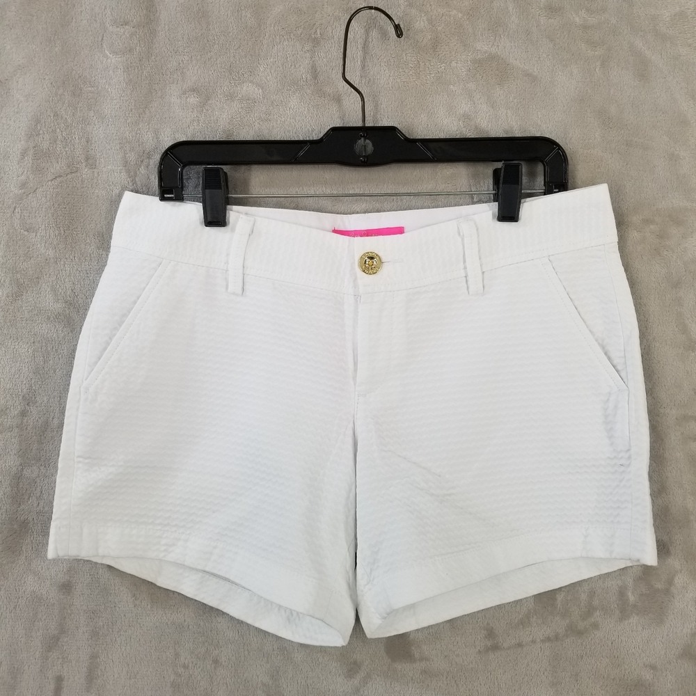 Lilly Pulitzer Callahan Shorts Women 34" Waist Resort White Mid Rise Textured